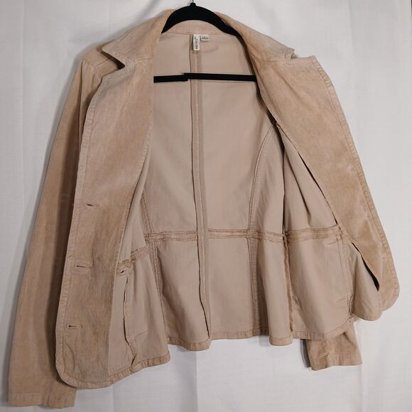ST. JOHN'S BAY CORDUROY CREAMY BEIGE BLAZER LARGE BUTTON DOWN CLOSURE & POCKETS - Picture 3 of 15
